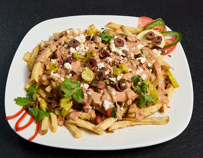 Traditional Mediterrain loaded greek fries from Argo Grill